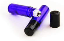 Load image into Gallery viewer, 10 ml - Roll on Bleu capuchon plastique noir bille en plastique - Essentials 4 oils
