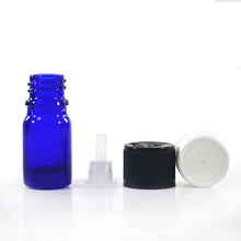 Load image into Gallery viewer, 5 ml - Reducer bottles Blue glass with black cap (different packs available)

