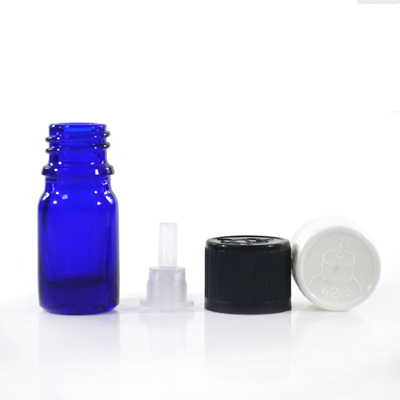 5 ml - Reducer bottles Blue glass with black cap (different packs available)