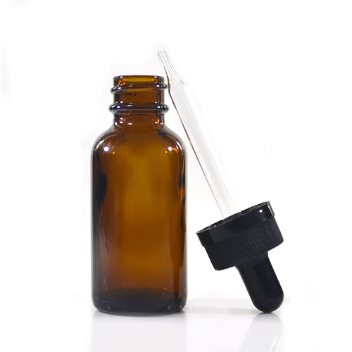 15 ml - Compte-gouttes en verre ambre dépoli bouchon en plastique noir avec sécurité enfant (1 piece) - Essentials 4 oils