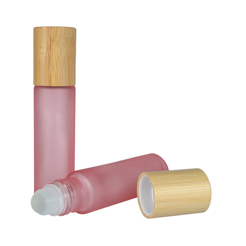 10 ml - Roll on de luxe Bamboo rose dépoli bille métallique (1 pièce) - Essentials 4 oils