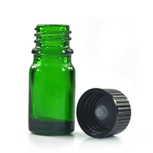 Afbeelding in Gallery-weergave laden, 15 ml - Groene glazen druppelfles met zwarte dop (verschillende pakketten beschikbaar)

