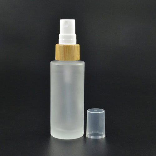 100 ml - Bouteille de luxe Bamboo en verre dépoli avec spray à brume fine - Essentials 4 oils